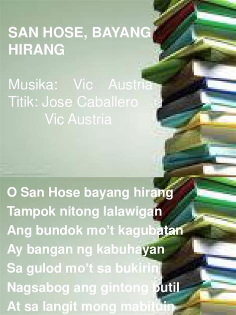 san jose city hymn lyrics|San Jose Bayang Hirang Lyrics ( San Jose Hymn) .